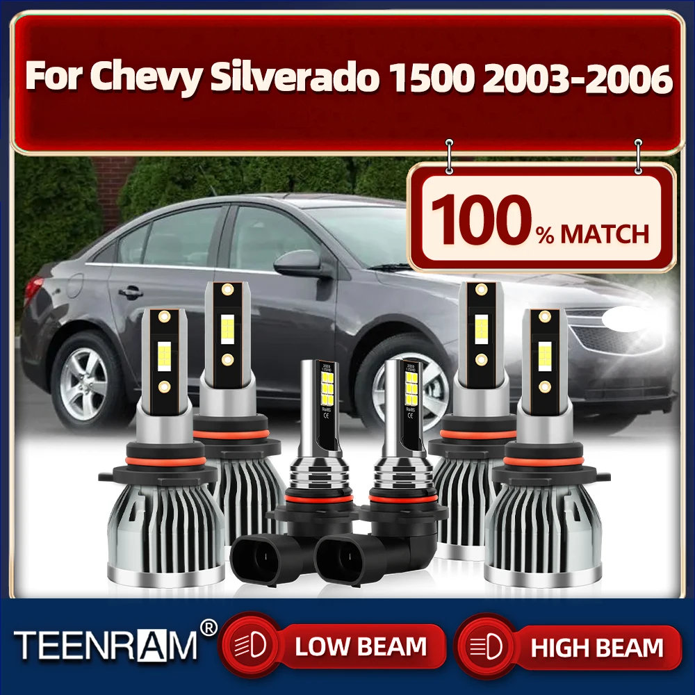 60000LM Canbus LED Headlight 360W High Power Car Light Bulbs 12V 6000K Fog Lamps For Chevy Silverado 1500 2003 2004 2005 2006