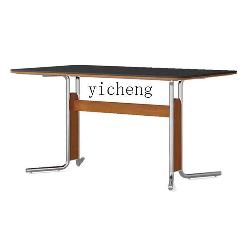 XL Vintage Home Rectangular Dining Table Office Desk Stainless Steel Computer Desk