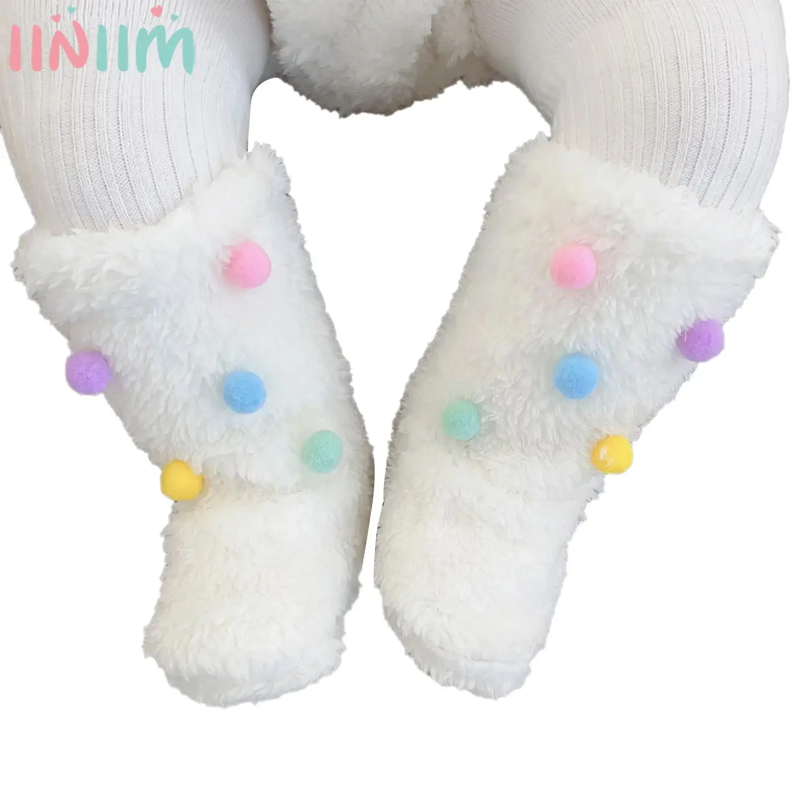 

Зимние толстые теплые флисовые носки-тапочки для девочек с милым бантом, для дня рождения, фотосессии, праздника, повседневной носки