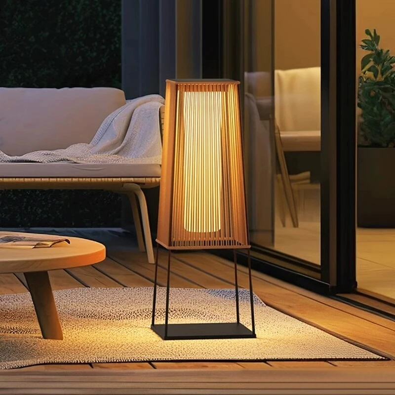 Solar outdoor rattan floor lamp garden garden light camping ambient light