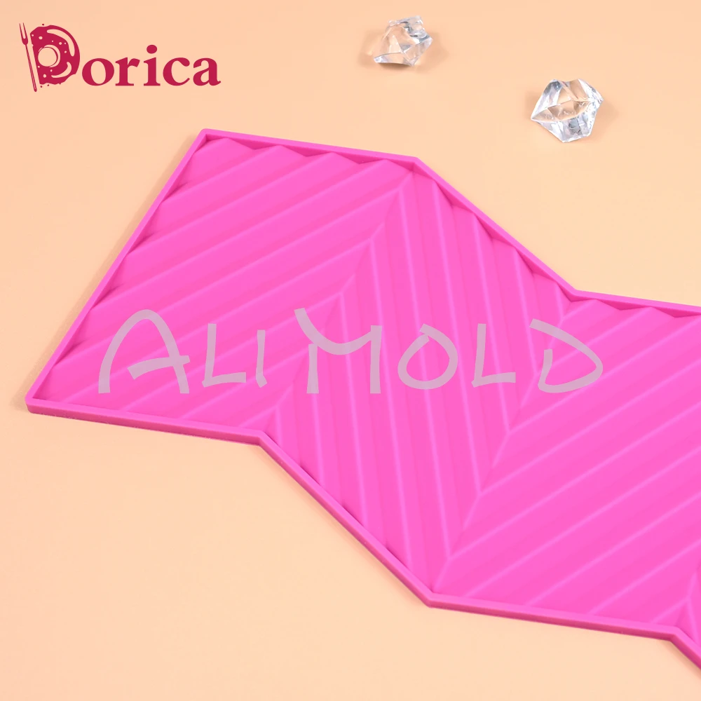Geometric Patterns Cake Border Lace Mat Diagonal Stripes Design Fondant Chocolate Origami Silicone Mold Wedding Cake Decoration