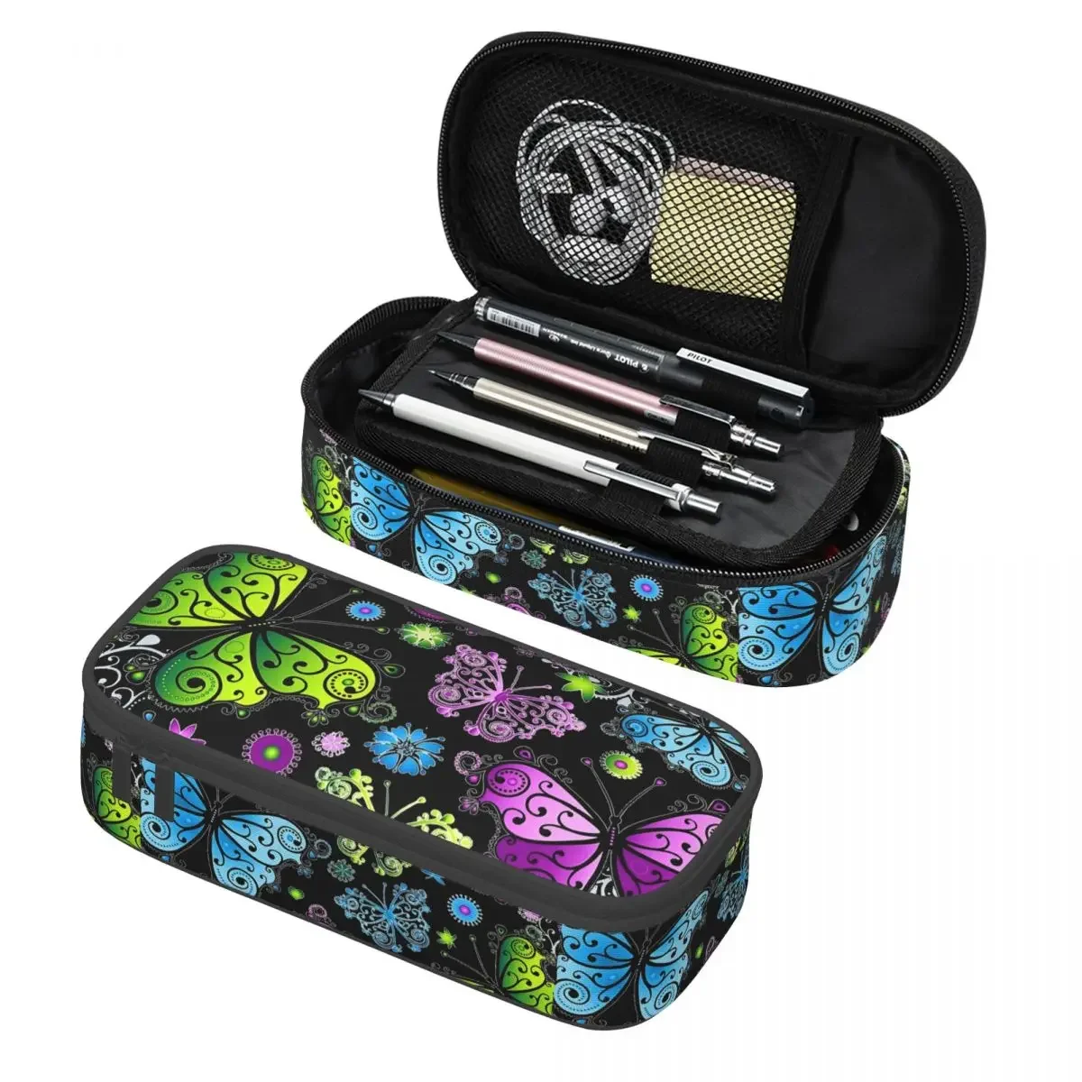 

Custom Funny Colourful Butterfly Printed Pencil Case for Girl Boy Big Capacity Pen Bag Box School Supplies