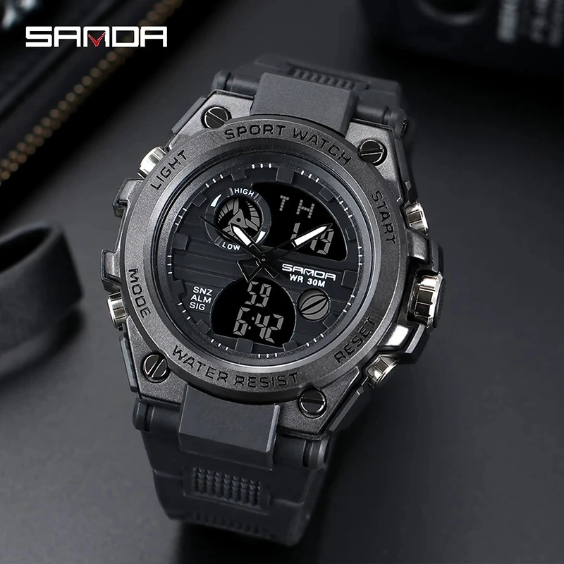 SANDA 739 Hot Sale Sports Men\'s Watches Top Brand Luxury Military Quartz Watch Waterproof S Shock Male Clock relogio masculino