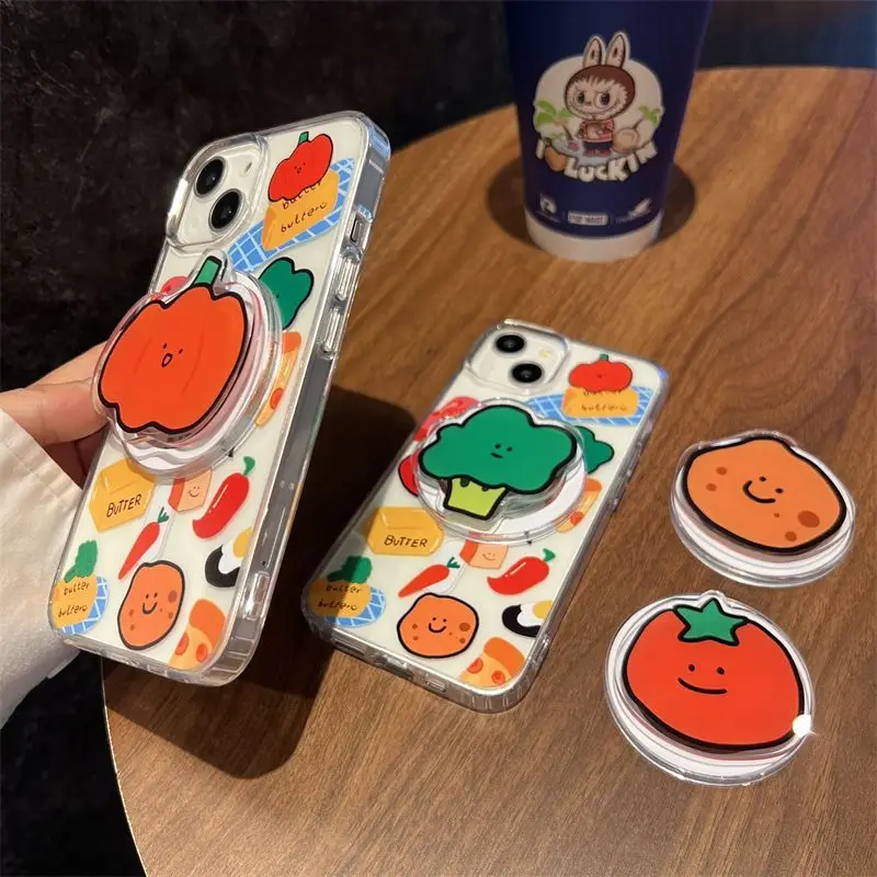 Koreanischer Niedlicher Cartoon-Gemüse Magnetischer Telefonhalter für iPhone 16 15 13 Samsung Universeller Ständerhalter – Detail 12