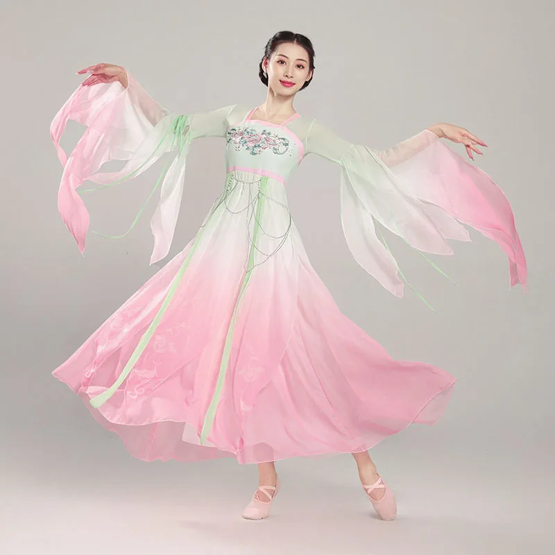 زي أداء الرقص الصيني الأنيق، ملابس داخلية كلاسيكية من الشاش الغازي الخيالي، تصميم جديد لعروض الرقص والعروض #4