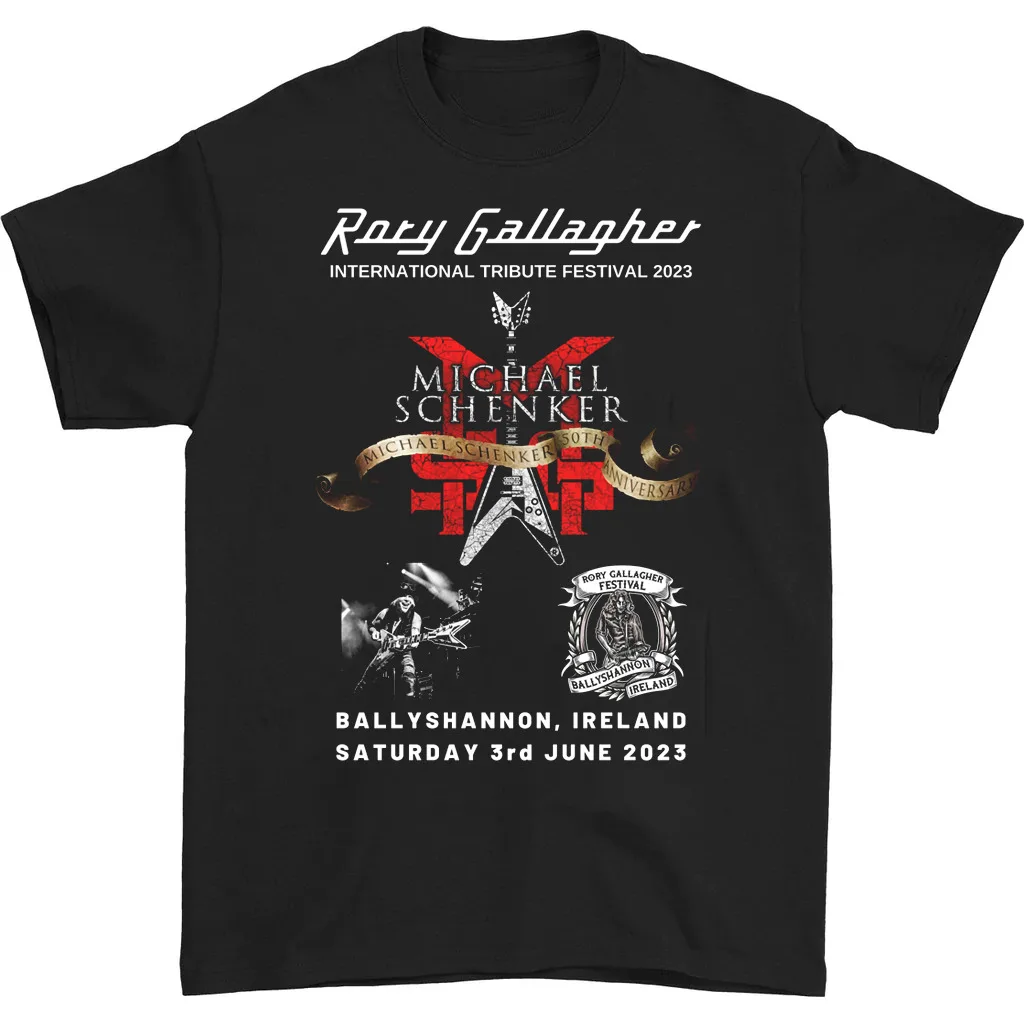 Michael Schenker anniversary Rory Gallagher T-shirt Black Cotton S to 5Xl FF1970