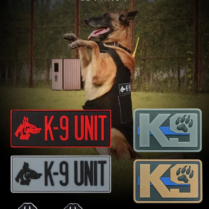 Hook and Loop Patch PVC K9 Rescue Service Dog Military Dog Badge Luminous Tactical Backpack Stick Clothing Reflective Armband3D