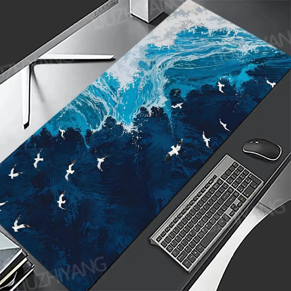 Great Wave Mauspad, großes Gaming-Mauspad aus Gummi, rutschfest, PC-Schreibtischzubehör, Mauspad für Büros, Gamer, Tastaturmatten, XXL-Dekor-Schreibtischunterlage