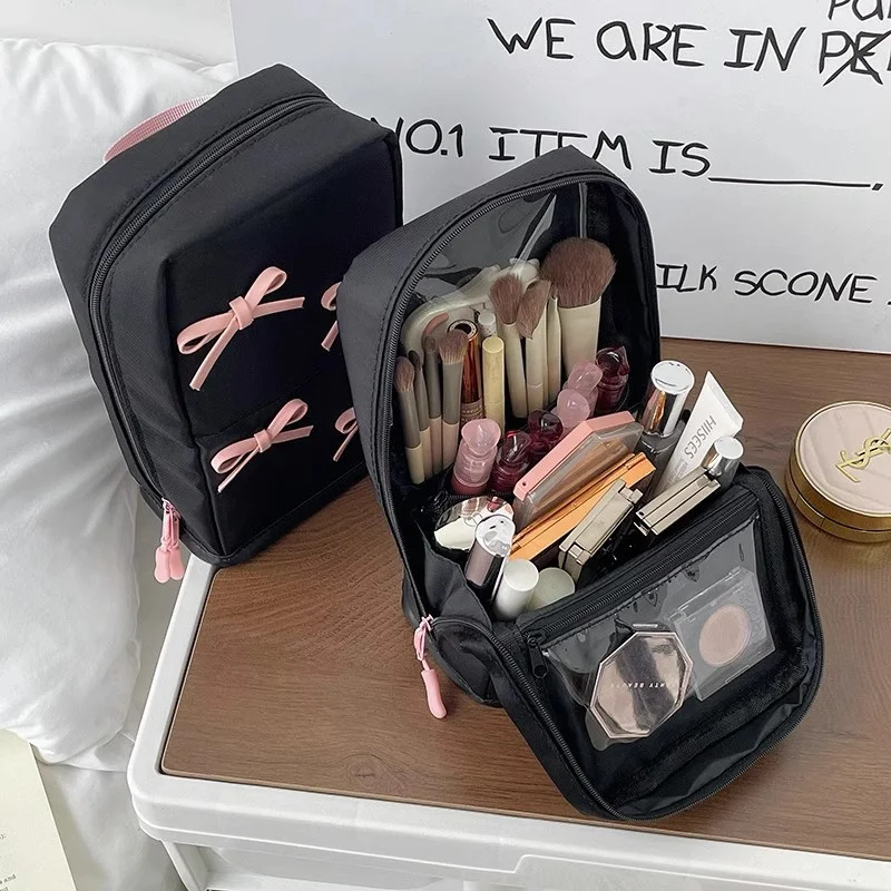 Stand-up Makeup Brushes Storage Bag Double Zipper Makeup Brushes Case Large Capacity Folding Makeup Brush Comestic Storage Pouch