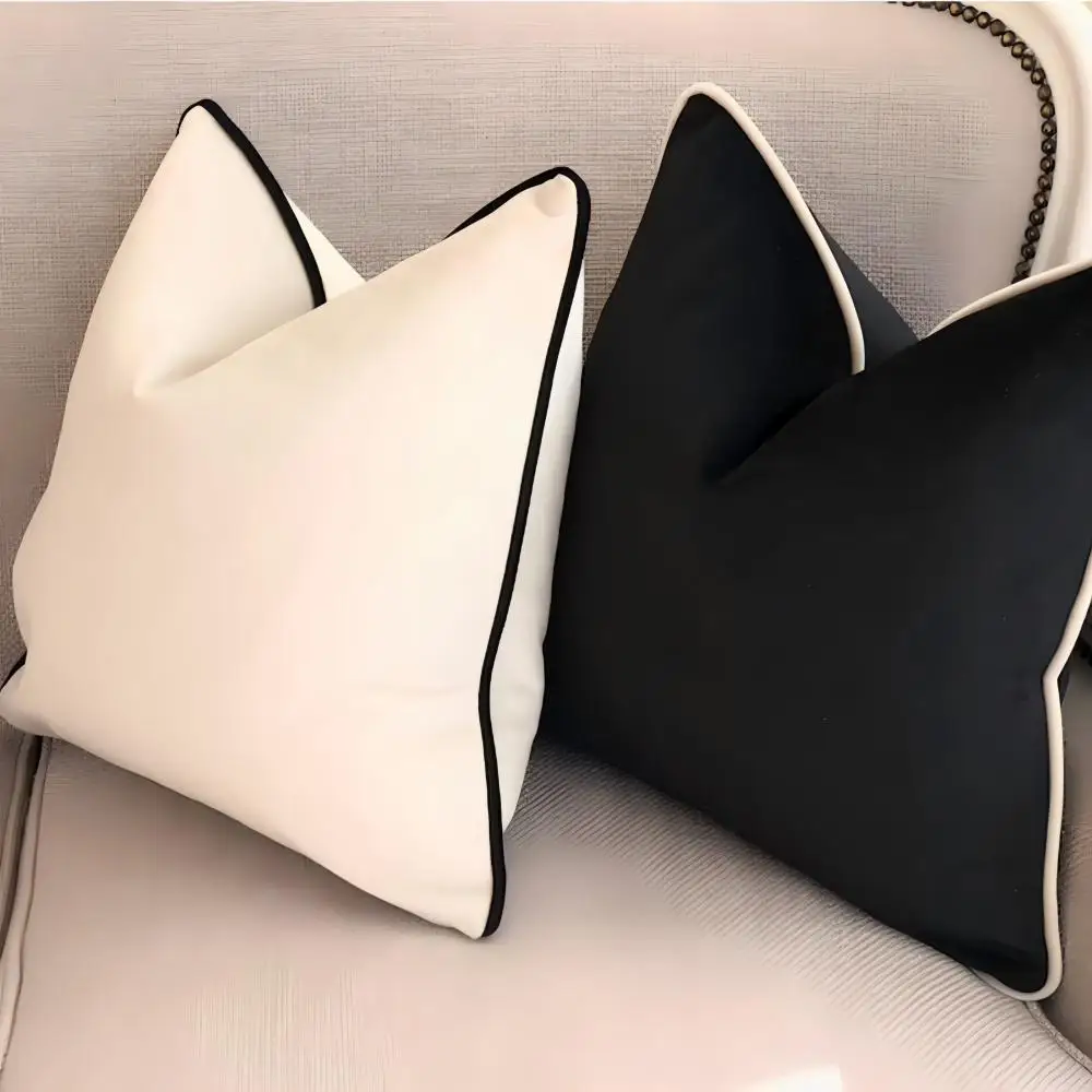 BUYNOW 1PC Dutch Velvet Schwarz-Weiß-Kissenbezug ohne Kissenkern, luxuriöse High-End-Sofa-Kopfteil-Kissendekoration – Detail 1