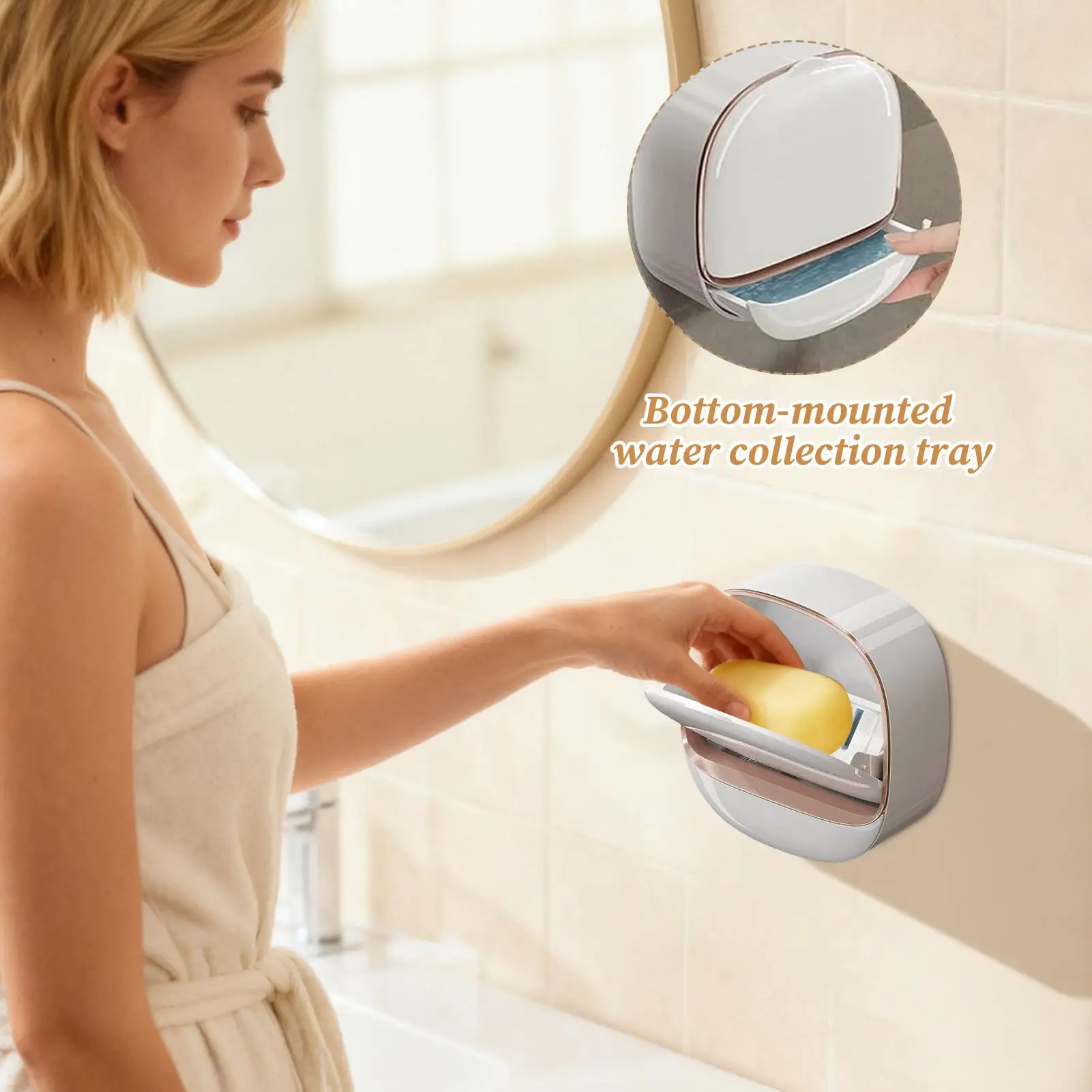 Waterproof Soap Box for Shower, Hanging Soap Holder with Drainage for Bathroom Kitchen Sink Home Bathroom Laundry Shower