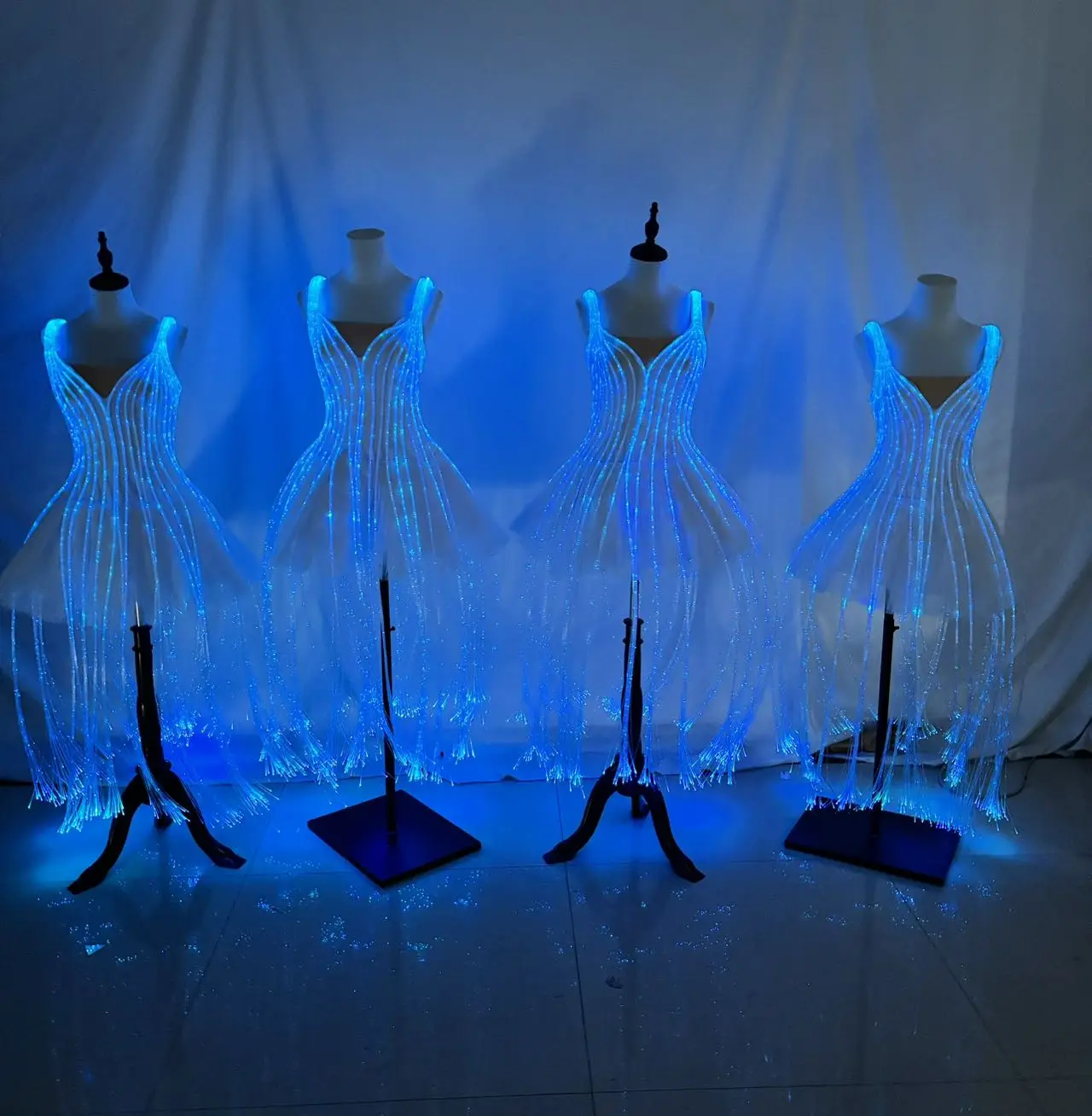 Vestido de fibra óptica para mujer, con iluminación Traje de Ballet, elegante cambio de Color, traje de escenario