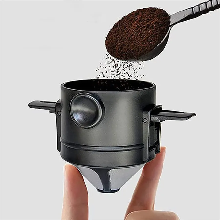 Portable Foldable Coffee Filter Stainless Steel Reusable Coffee Maker Mini Collapsible Paperless Coffee Dripper Cup