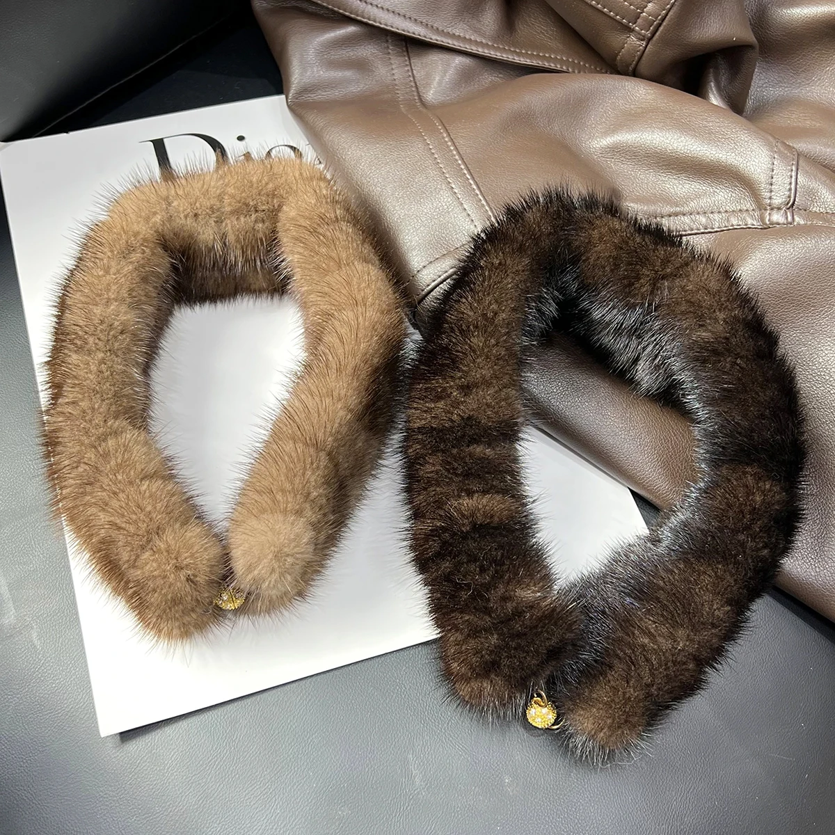 autumn and winter natural mink fur small scarf winter warmth fur scarf double face thickened neck guard collar