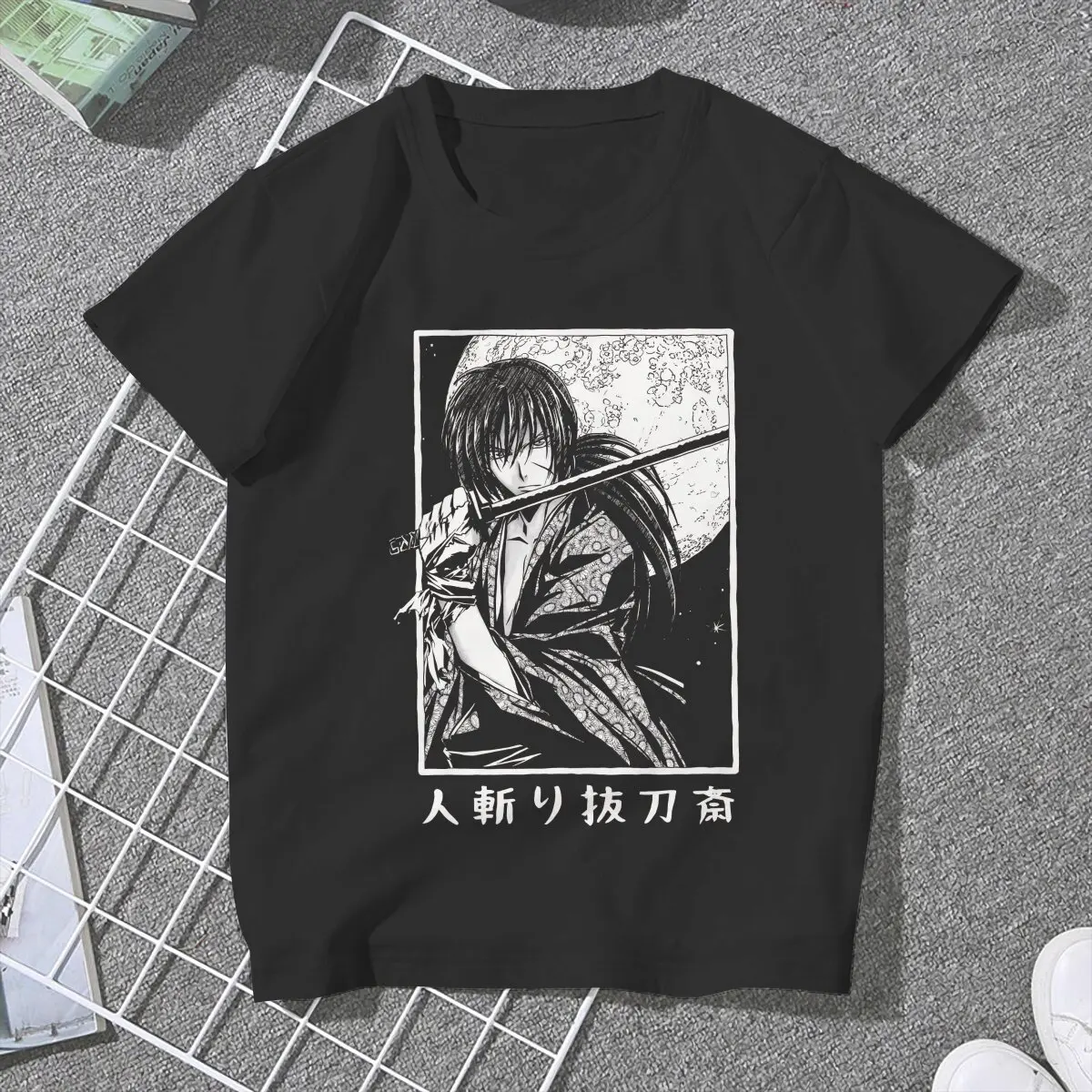 Novelty Kenshin Battousai The Manslayer Classic T-Shirt for Women Round Collar T Shirts Rurouni Kenshin Manga Short Sleeve