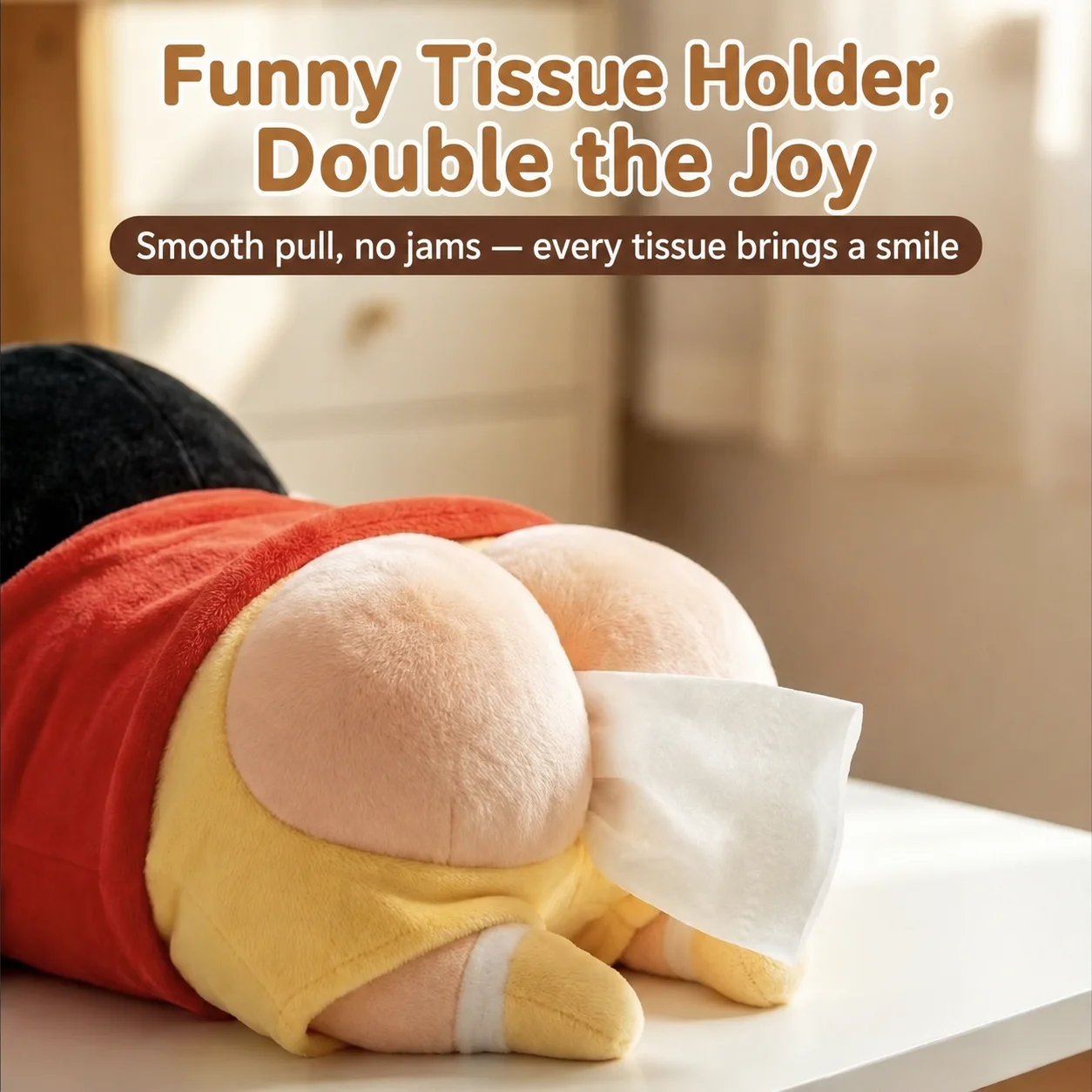 Funny Car Tissue Box Holder Plush Character Tissue Cover Cute Auto Interior Decoration Accessory