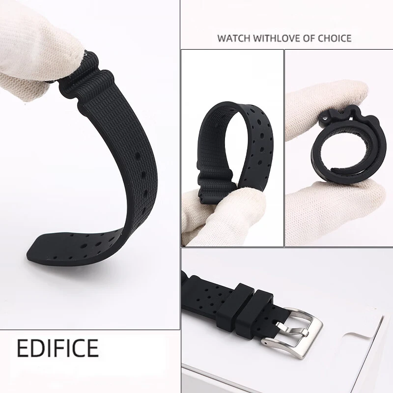 สายรัดข้อมือซิลิโคนแบบนิ่มสำหรับผู้ชาย Seiko 5/ผีน้ำ/กระป๋องดำน้ำ/ชุดหอยเป๋าฮื้อกันน้ำ Tali Jam Tangan silikon สีดำ22มม.