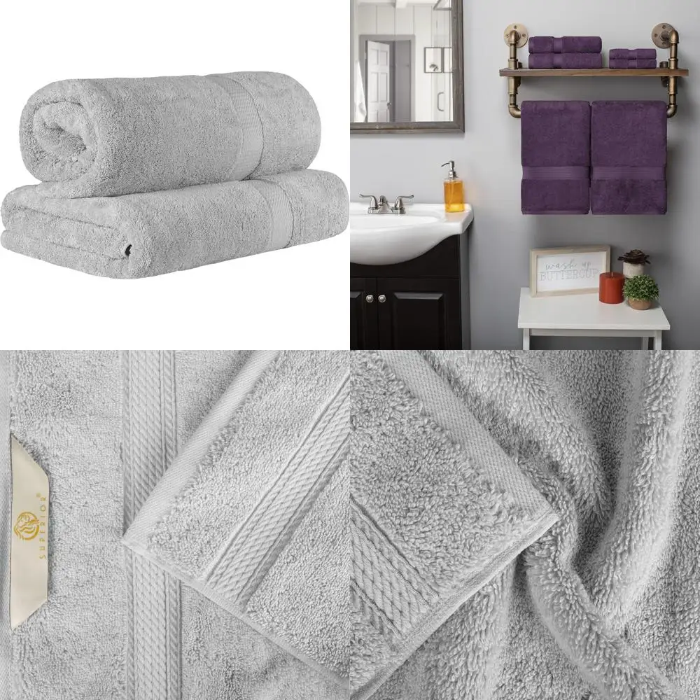 

Роскошный набор полотенец из египетского хлопка, состоящие из 2 простыней для душа и ванной комнаты, 34 x 68, серебро