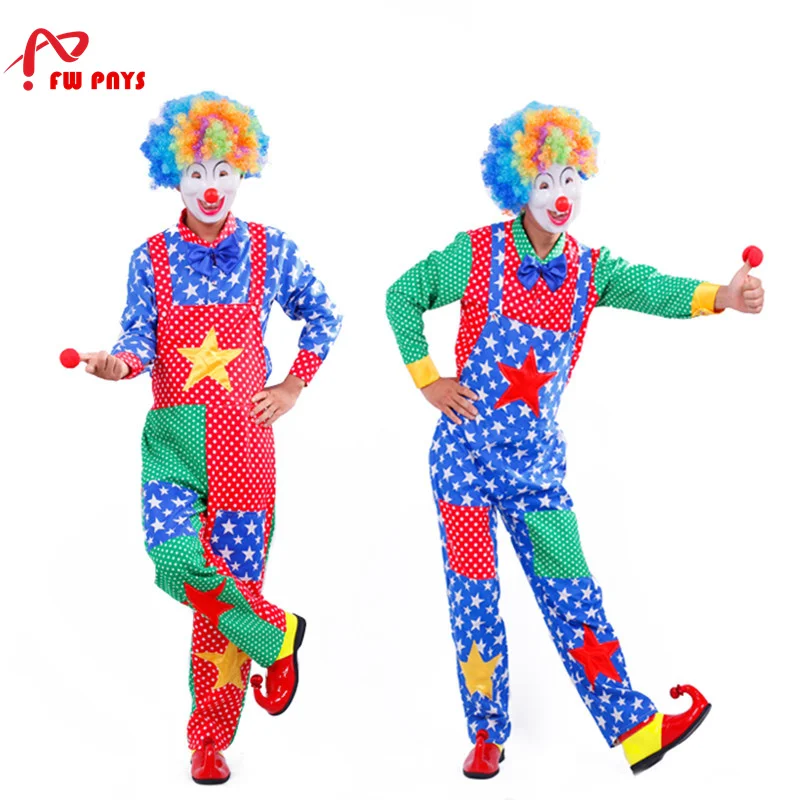 

Cute Anime Clown Costume For Men Carnival Outfit Halloween Joker Cosplay Clothing (Wig+Mask+Clothes)