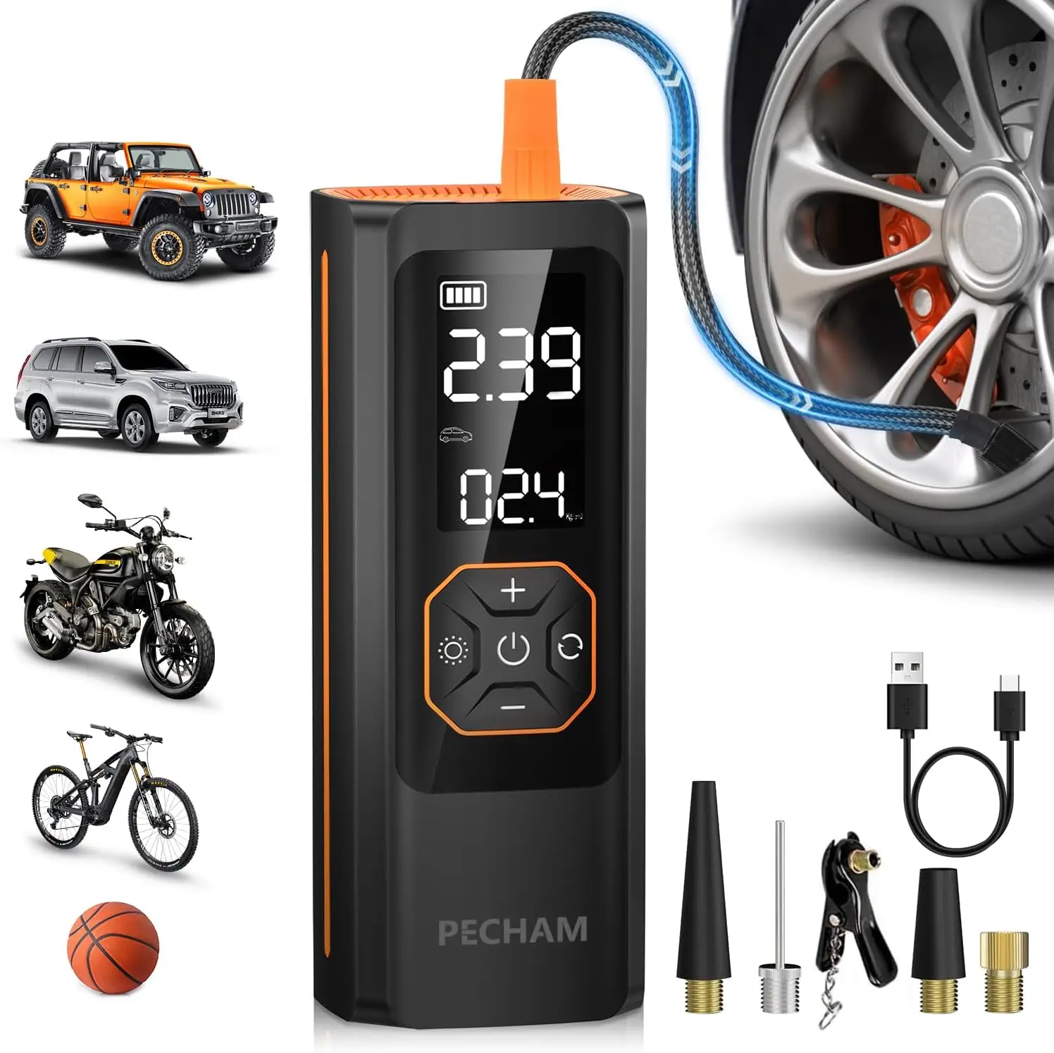 

Portable Tire Inflator 20000mAh USB Air Compressor 160PSI Electric Pump for Car, Truck, Motorcycle, Bike, Ball