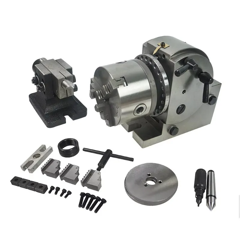 

BS-0 Dividing Head 5 Inch Tailstock 100MM 3 Jaw Lathe Chuck Precision Semi Rotary Axis for CNC Milling Machine