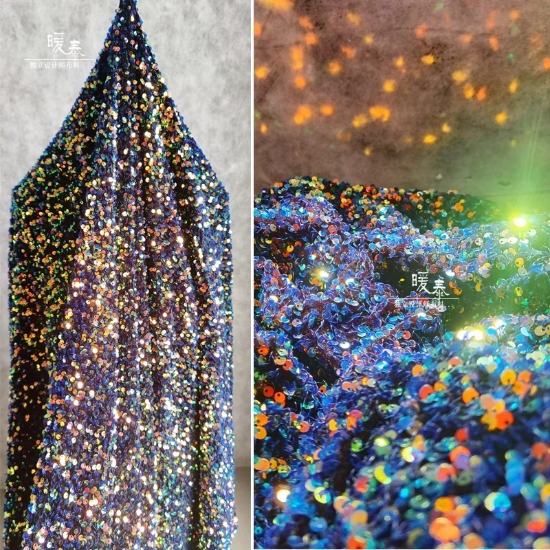 Illusionary Sequin Fabric for Diy Sewing Velvet Half Length Skirt Overcoat Photo Background Decoration Fashion Cloth Fabrics