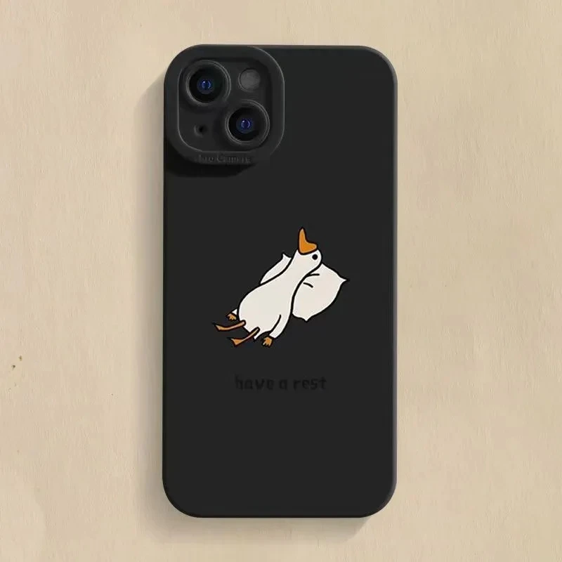 Minimalist Cartoon Phone Case for IPhone 15 14 13 12 11 Pro Max X XR XS Max 7 8 15 Plus SE 2020 Duck Shockproof Soft Rear Cover