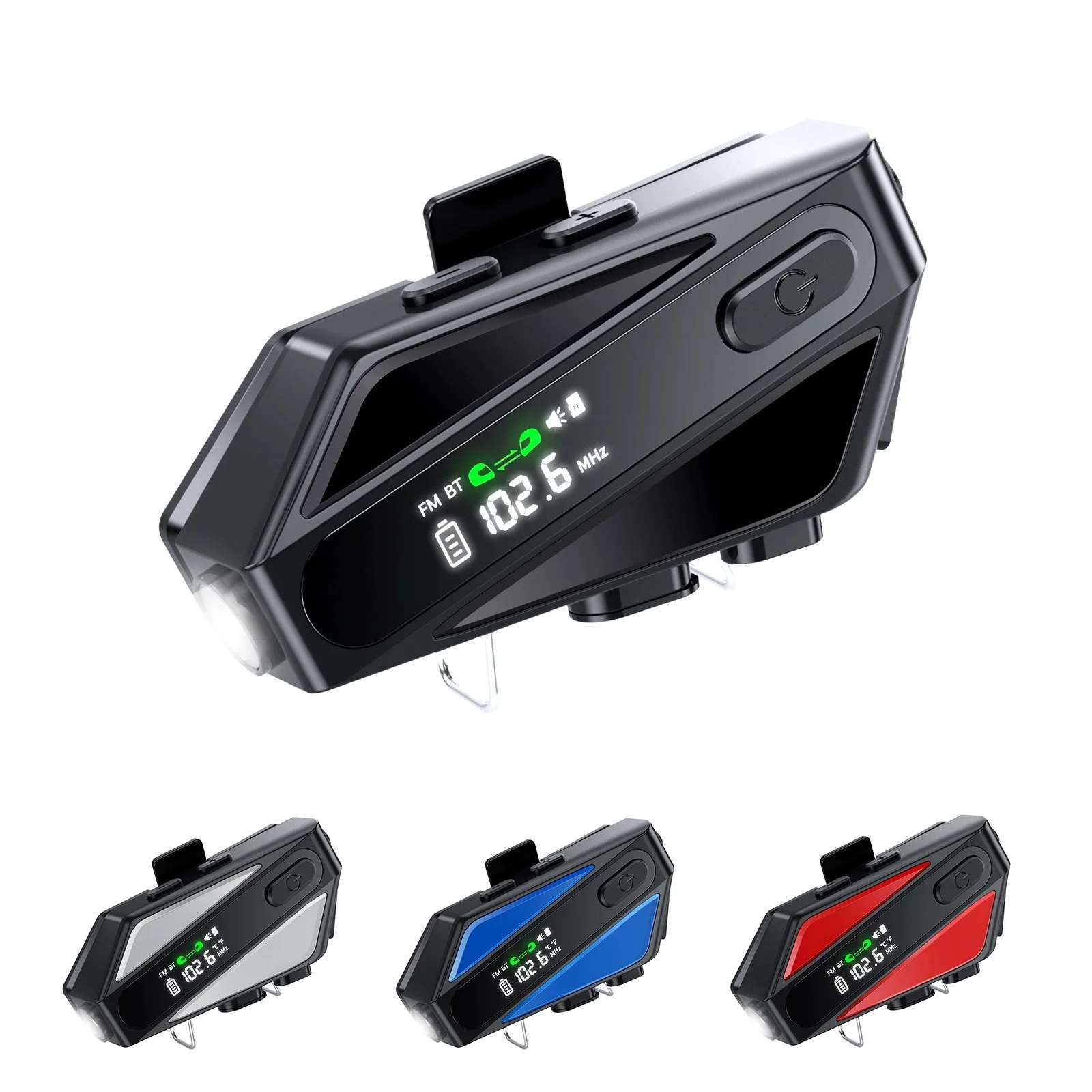 Wireless Helmet Bluetooth Headset Hands Free Calls Intercom CVC Noise Reduction LED Helmet Lighted for Motorcycle Riding Safety