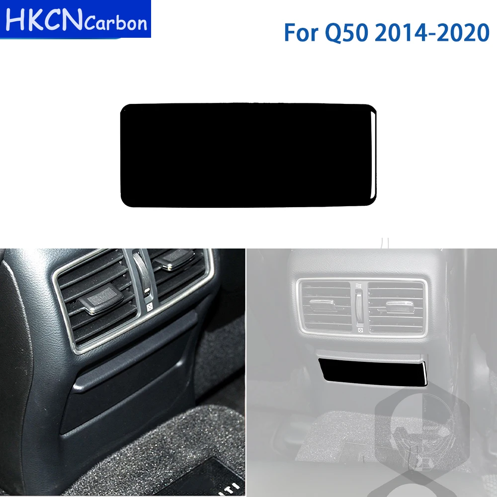 

For Infiniti Q50 2014-2020 Car Accessories Black Plastic Interior Rear Ashtray Panel Cover Trim Decorative Sticker Modification