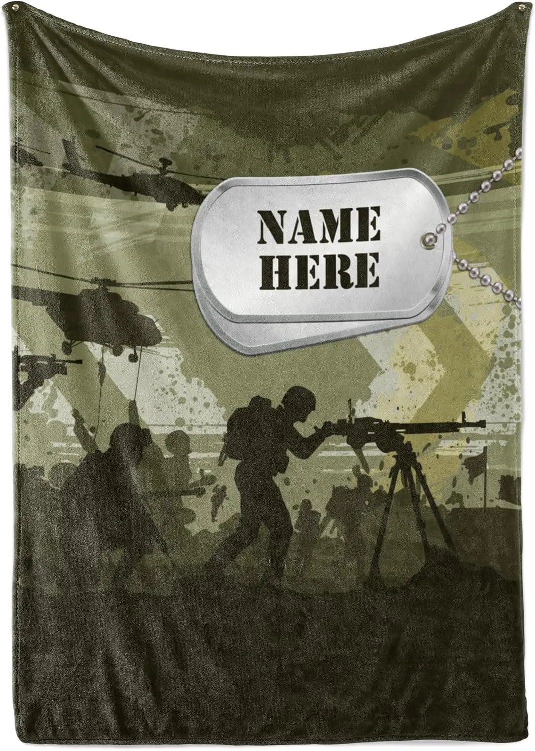 

Ships Next Day, Made In Usa - Personalized Battle Field, Dog Tags Military Fleece Blanket – Custom Name Throw – Warm, Cozy,