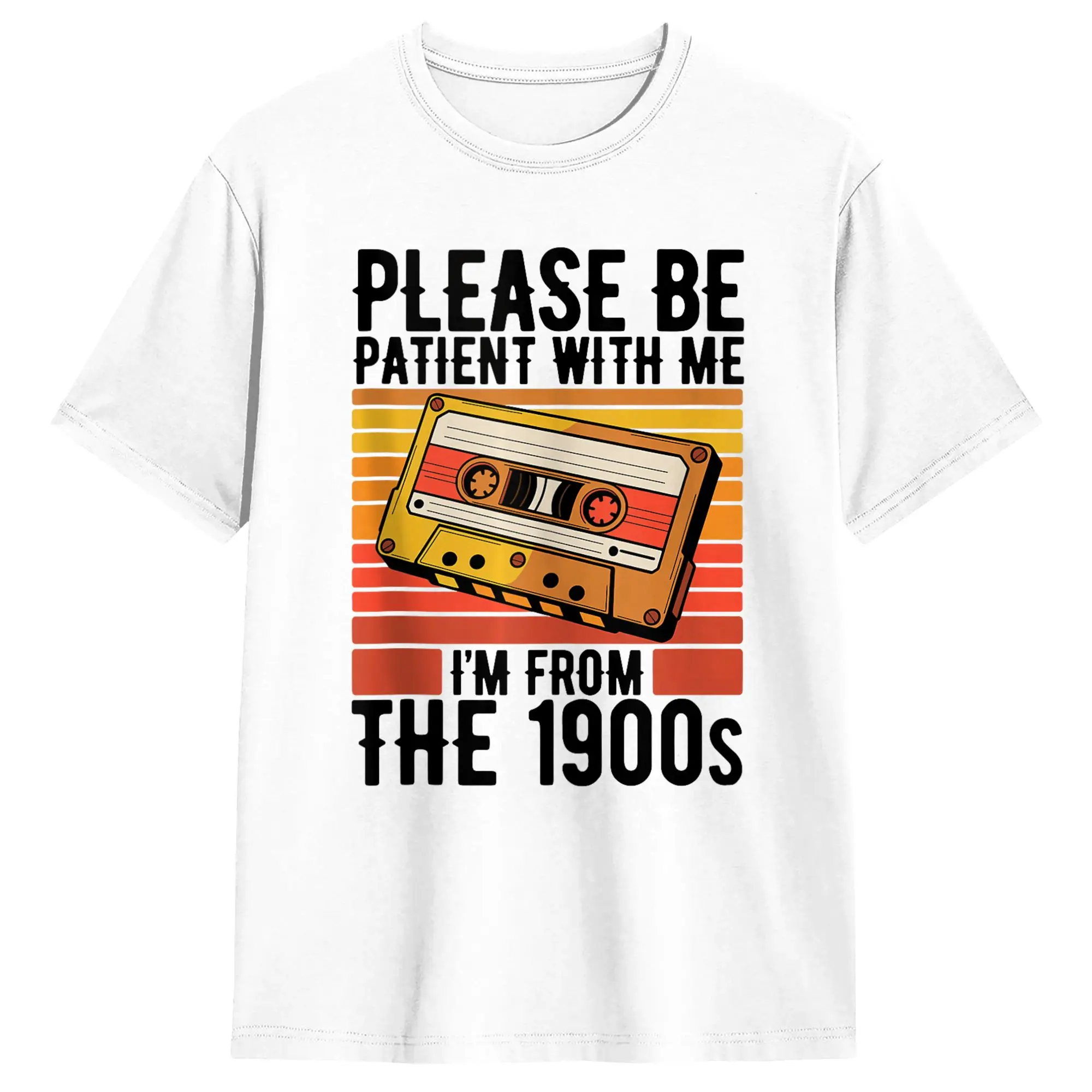 Men Funny Please Be Patient with Me I‘m from The 1900s Retro Birthday T-Shirts  Cotton Clothes Summer Y2K Short-Sleeved T Shirt