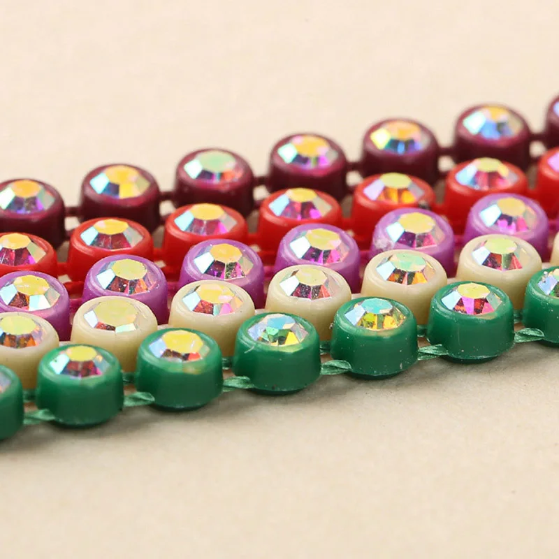 SS8 10yards Plastic Rhinestone Banding For Native Beaded Jewelry Earring Rhinestone Trimming Clothing Accessories