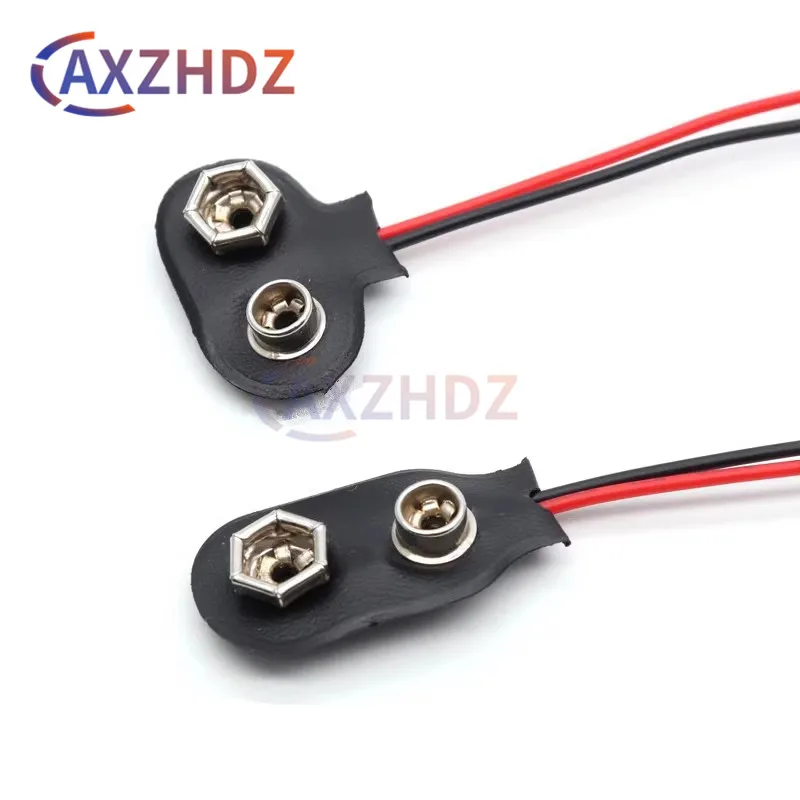 10PCS 9V 6F22 Type I / T With DC 5.5*2.1mm Power Plug Wire Battery Snap Base Seat Connector Clip Lead Wires Holder Length 15CM
