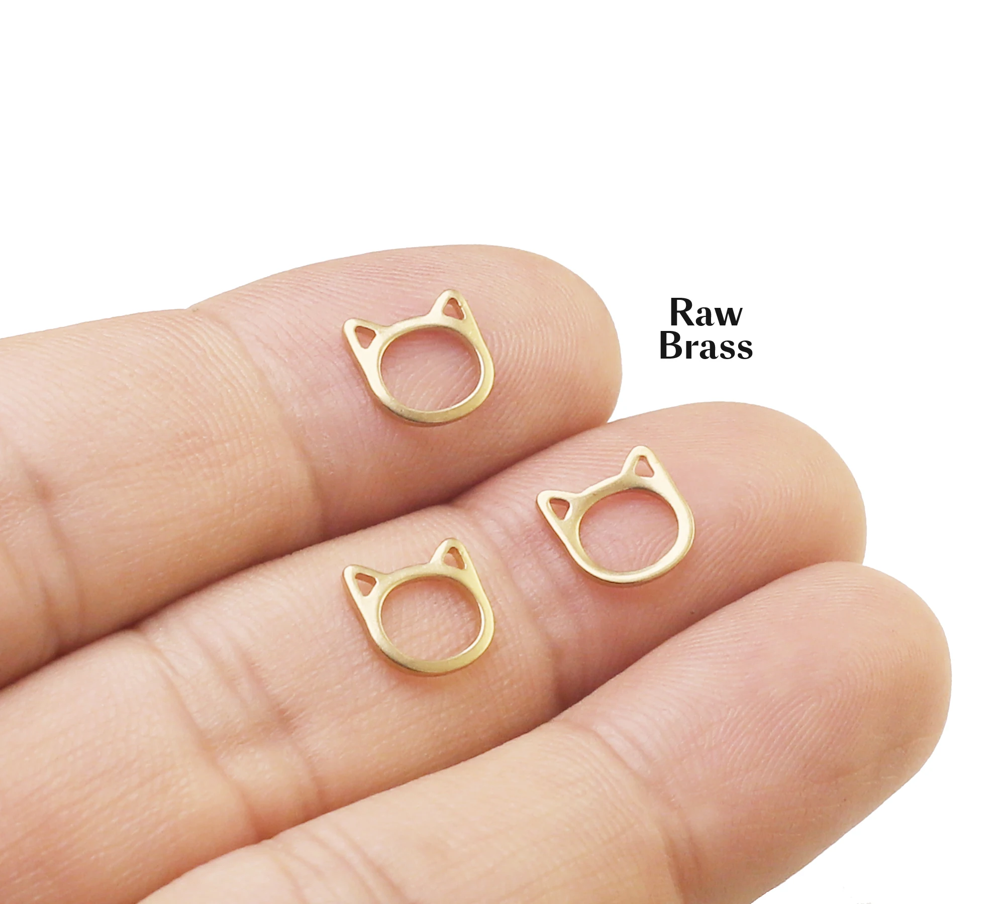 30pcs Brass Cat Charm, Mini Animal Charm, DIY Ornament, Raw Brass Earring Findings, 9x1mm, Jewelry Supplies -R1201