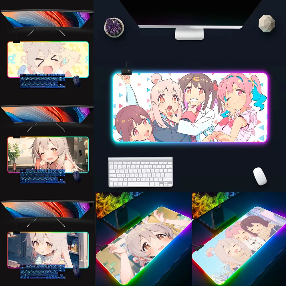 Anime Onimai I'm Now Your Sister RGB Pc Gamer Keyboard Mouse Pad Mousepad LED Glowing Mouse Mats Rubber Gaming Computer Mausepad