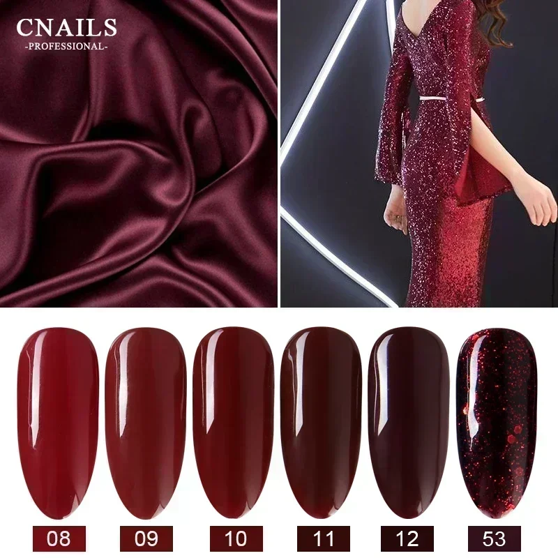 Nail Gel Polish Wine Red Color Base Coat Glitter Soak Off Varnish Lacquer UV LED Nail Gel 10ML Semi Permanent Nail Art Dark Red