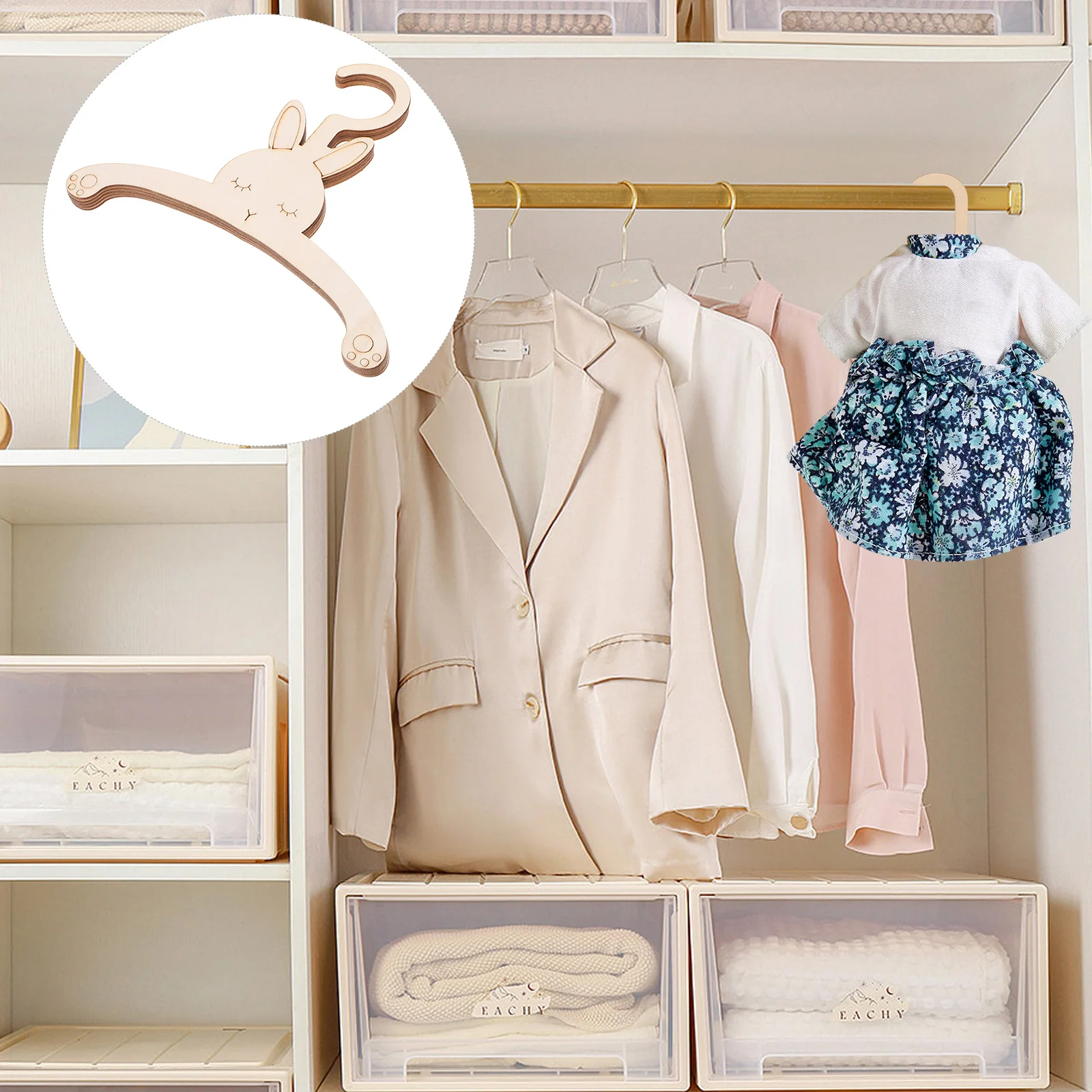5pcs Wooden Rabbit Hangers Reu - Baby Nursery Uniform ulasan dan harga