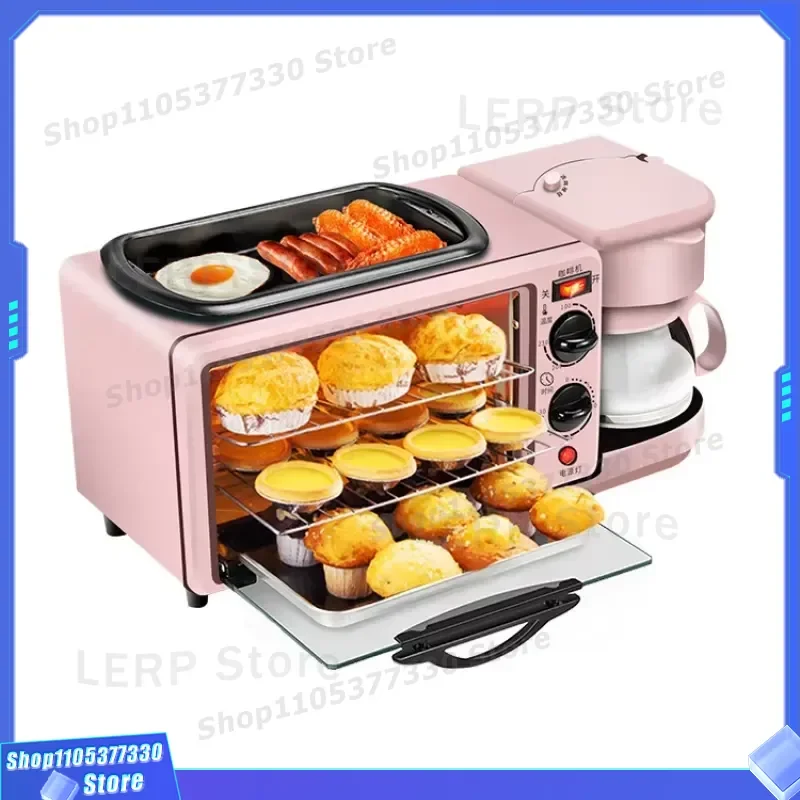 3 in 1 Breakfast Station with Coffee Maker Toaster Oven and Hot Plate Multifunctional Kitchen Appliance for Home Use Compact