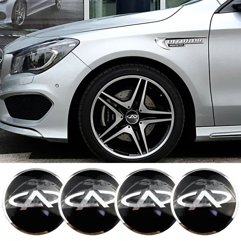 4PCS 56mm Car Wheel Center Hub Caps Aluminium Sticker for Chery Fulwin QQ Tiggo 3 5 A3 A5 Amulet A1 Blossom Decoration