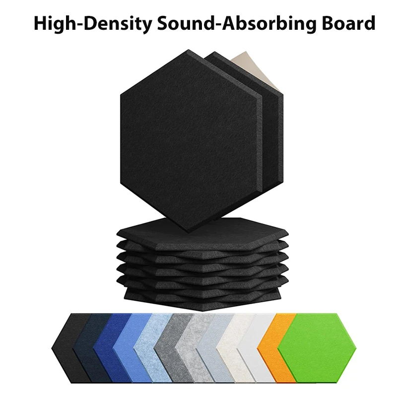 6 PCS High-density Sound-Absorbing Board Hexagonal Sound Insulation Board, Flame-Retardant Heat-Insulating Self-Adhesive Board