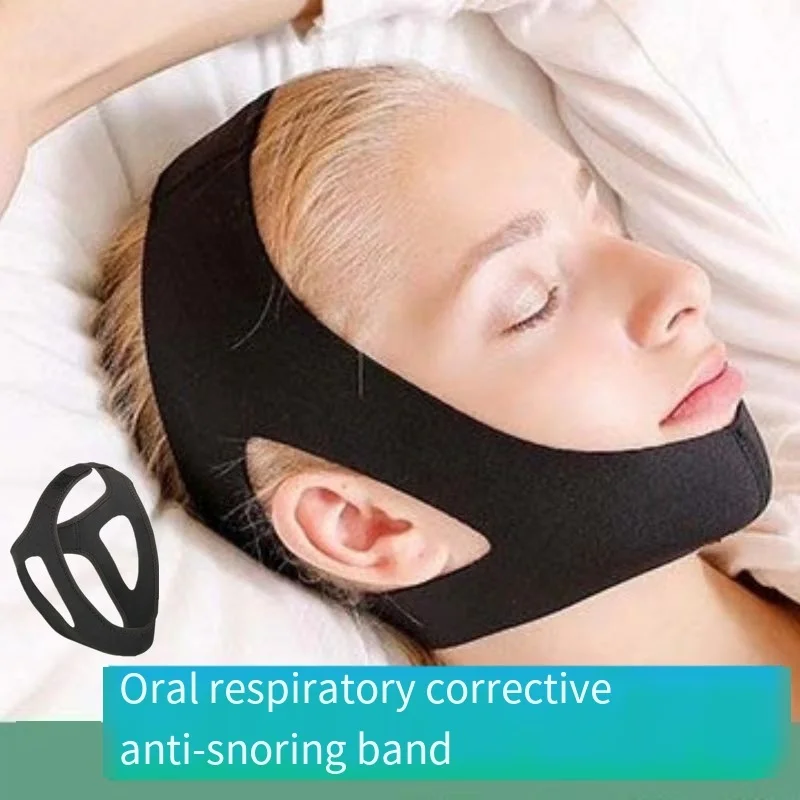 Cinturón antironquidos, herramientas de ayuda para dormir, corrección respiratoria, previene los ronquidos, correa para la barbilla, herramienta de cuidado Facial para respirar Oral, 1 ud.