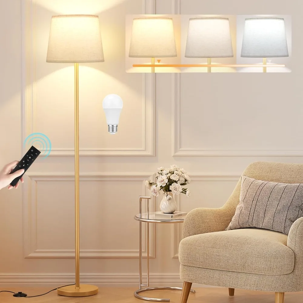 Living Room Floor Lamp, Modern Remote Control Floor Lamp, Adjustable Color Temperature Vertical Foot Switch, 9W Bulb High Lamp