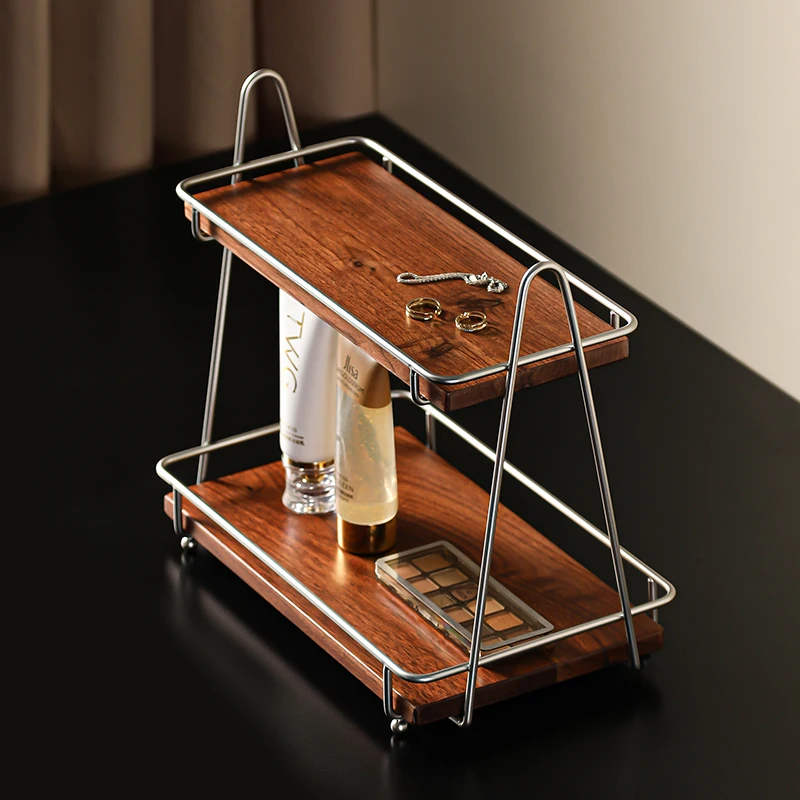 Solid Wood Makeup Organizer  Moisture-Proof Skincare Display Stand  Durable Perfume Storage Rack for Vanity and Bathroom
