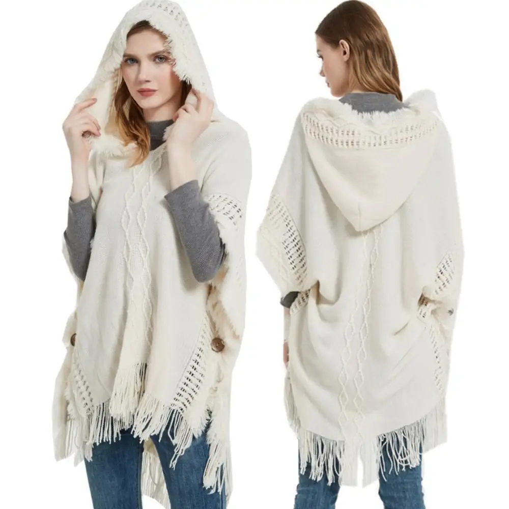 プラスサイズのニットセーター-フード付きケープショール-ピュアカラー-ファッショナブルで暖かい冬用アクセサリー-ノーブランド-jh-d-20冬コレクション