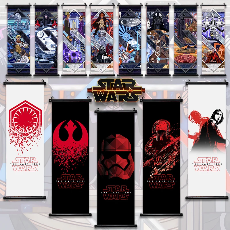 Disney Star Wars Movie Hanging Scroll Decor  Comic Stormtrooper Poster Wall Artwork Canvas Painting Luke Skywalker Art Wallpaper