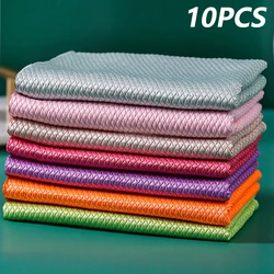 1/5/10Pcs Kitchen Towel Dish Cloth Absorbable Glass Microfiber Cloth Cleaning Wipes Window Car Towel Rag Kitchen Accessories