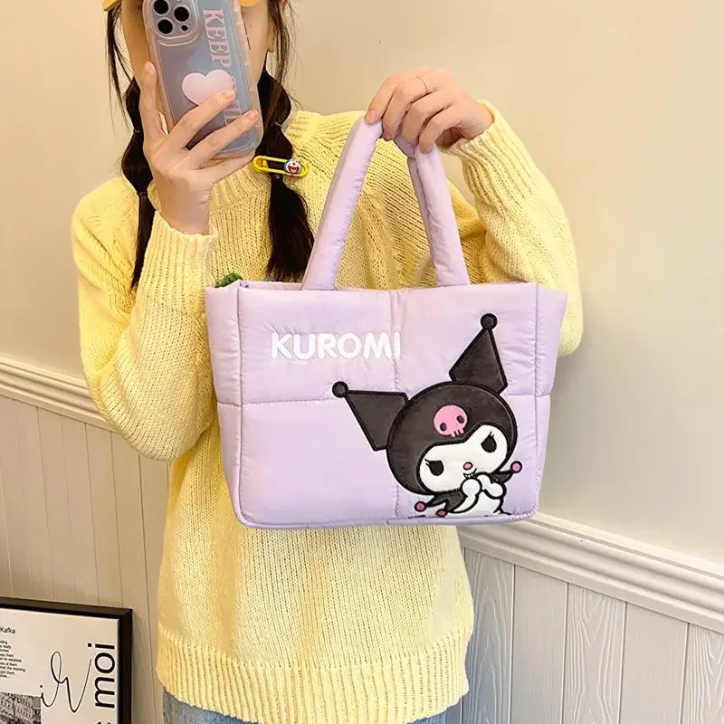 

Sanrio Down Cloth Handbag Hello Kitty Kuromi My Melody Pochacco Commute Bag Girl Heart Cartoon Portable Storage Bag Kid Gift