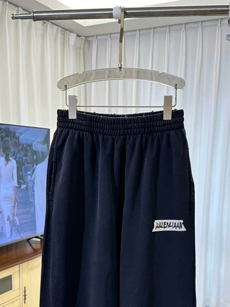 High Quality Paris Straight Leg Sports Pants Casual Loose Glue Letter Print Comfortable Long Trousers for Men And Women