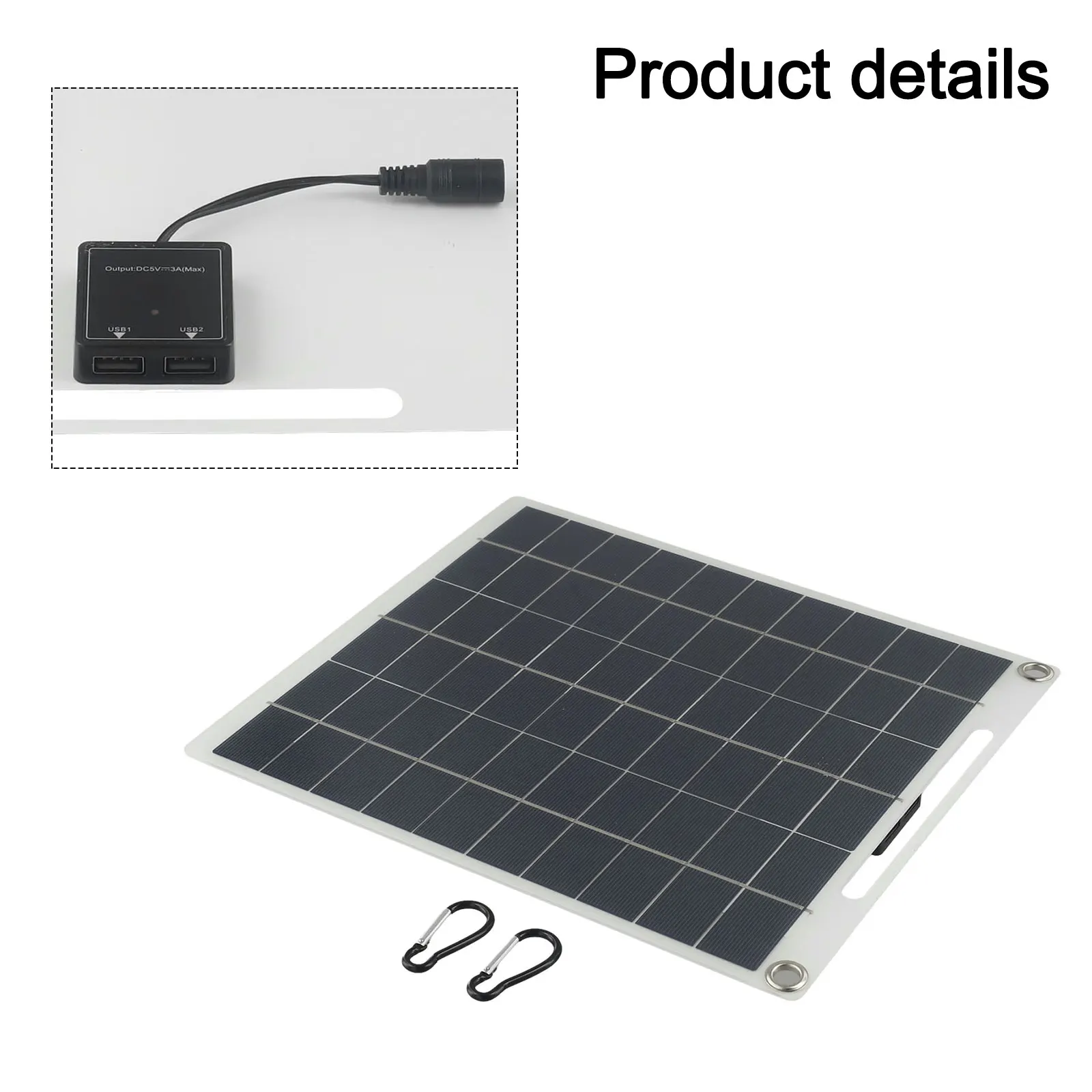 

Солнечное зарядное устройство 30 Вт, солнечное зарядное устройство с двумя USB-портами, водонепроницаемое для наружного использования, зарядка устройств 5 В, наружное использование для мобильных телефонов