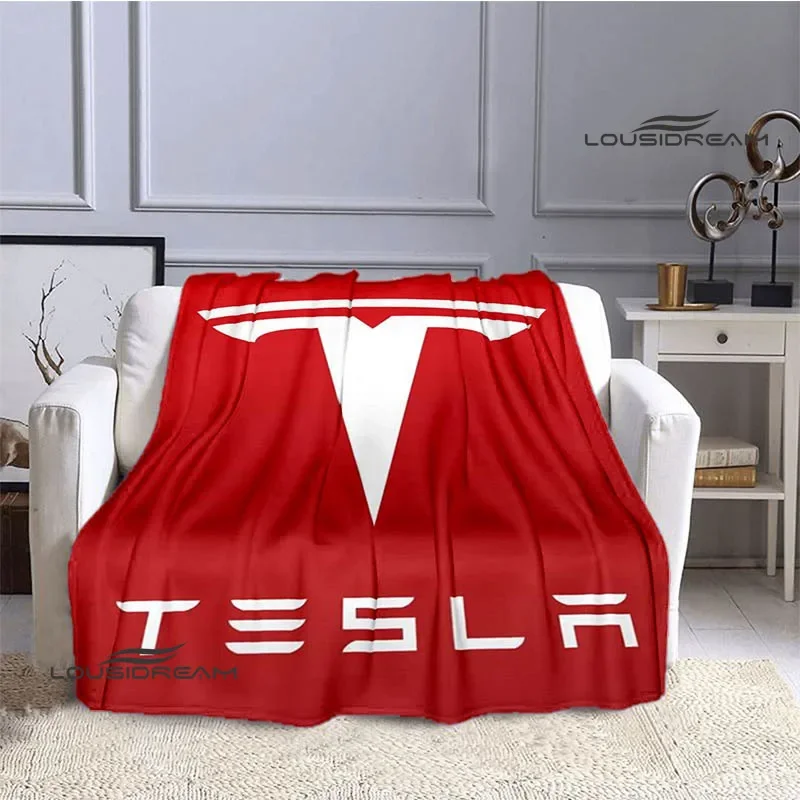 Tesla logo printed blanket Flange Warm blanket Soft and comfortable blanket throw blanket bed linings birthday gift